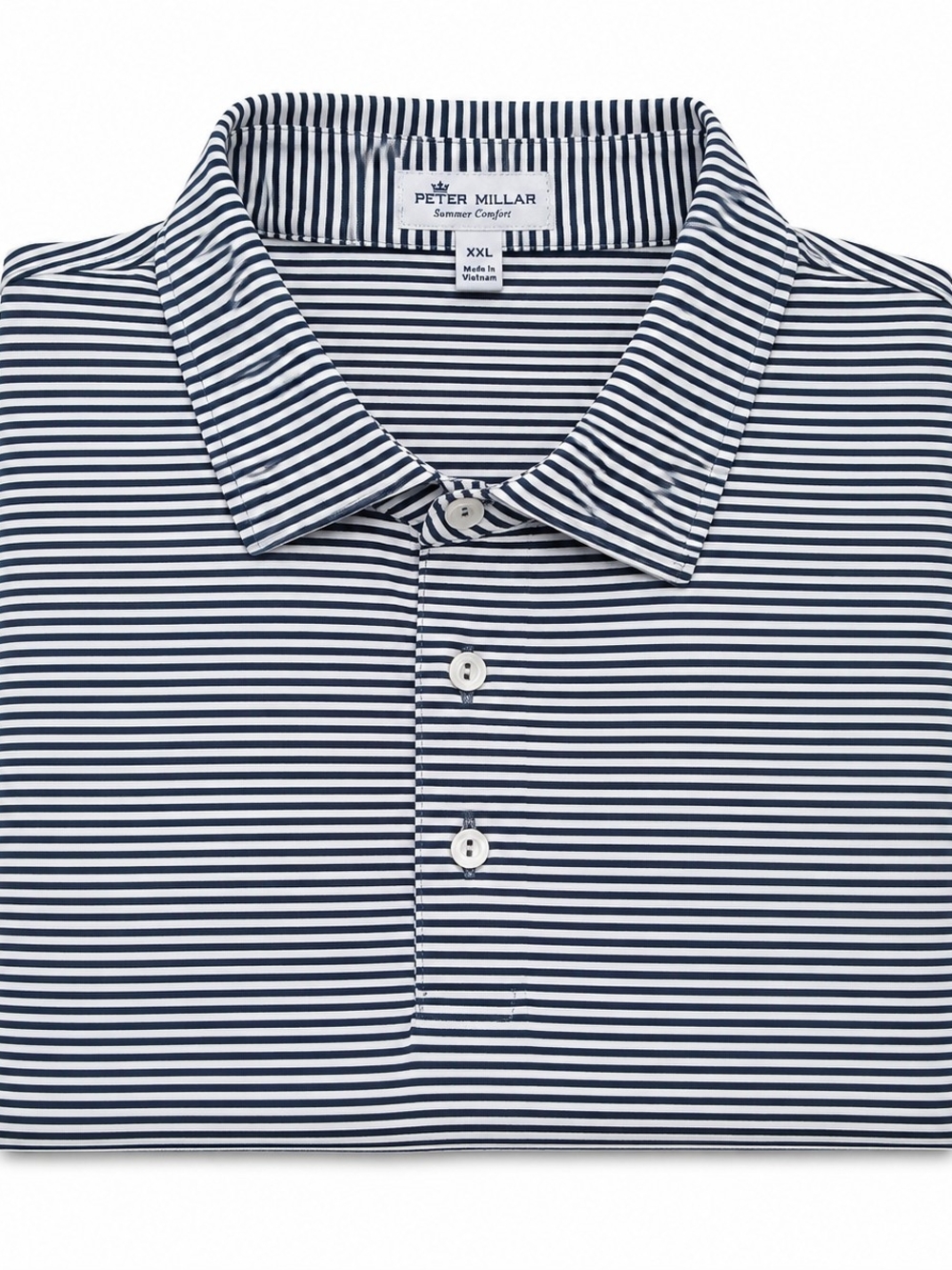 Peter Millar Summer Comfort Polo XXL Black White Striped Performance Golf Shirt